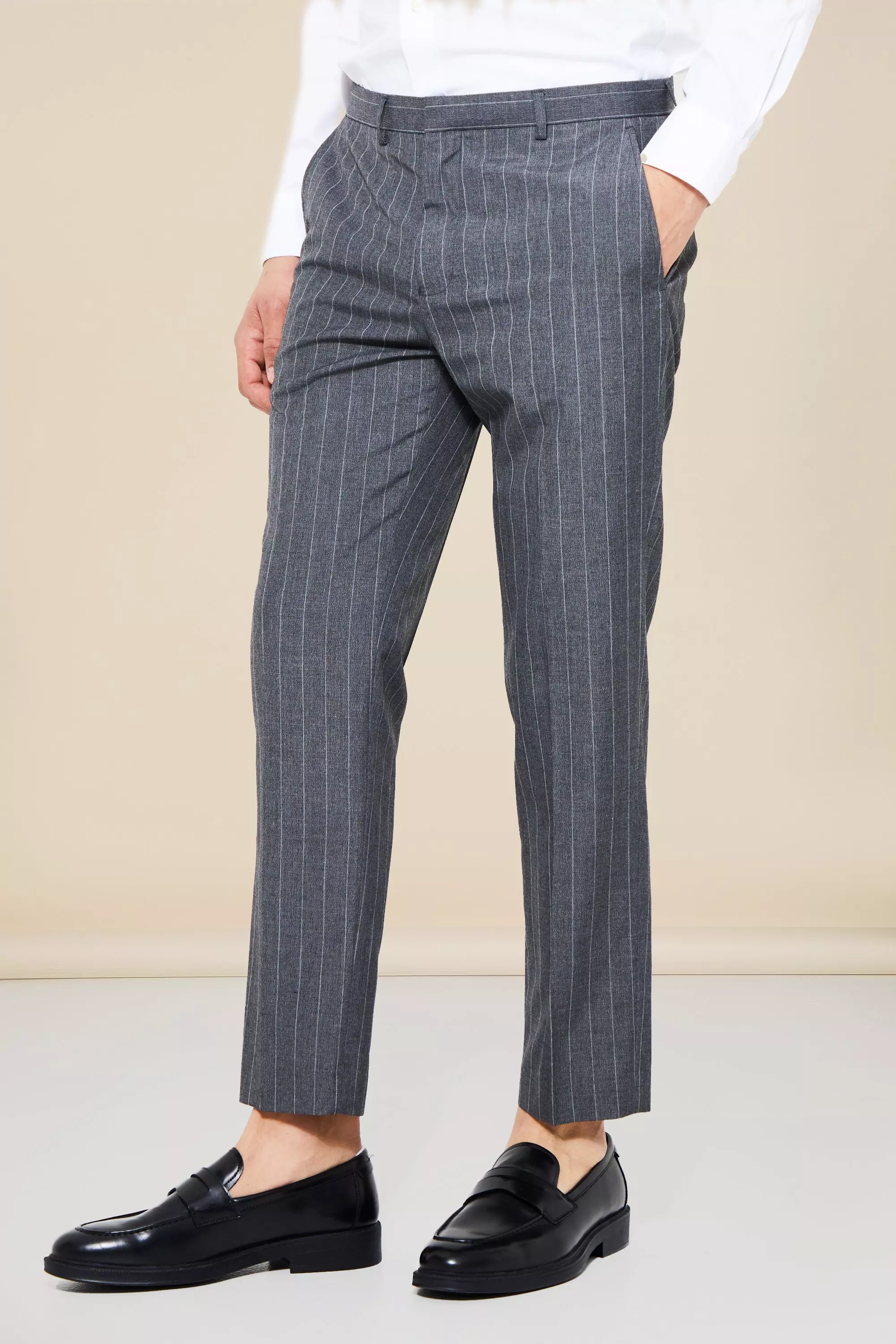 Boohooman pinstripe trousers shop